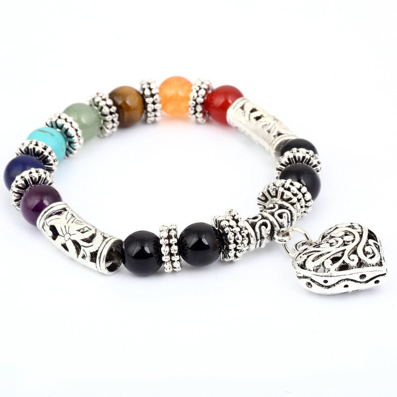 7 Chakra Healing Balance Beads with Heart Charm - The CU29™ Copper Company